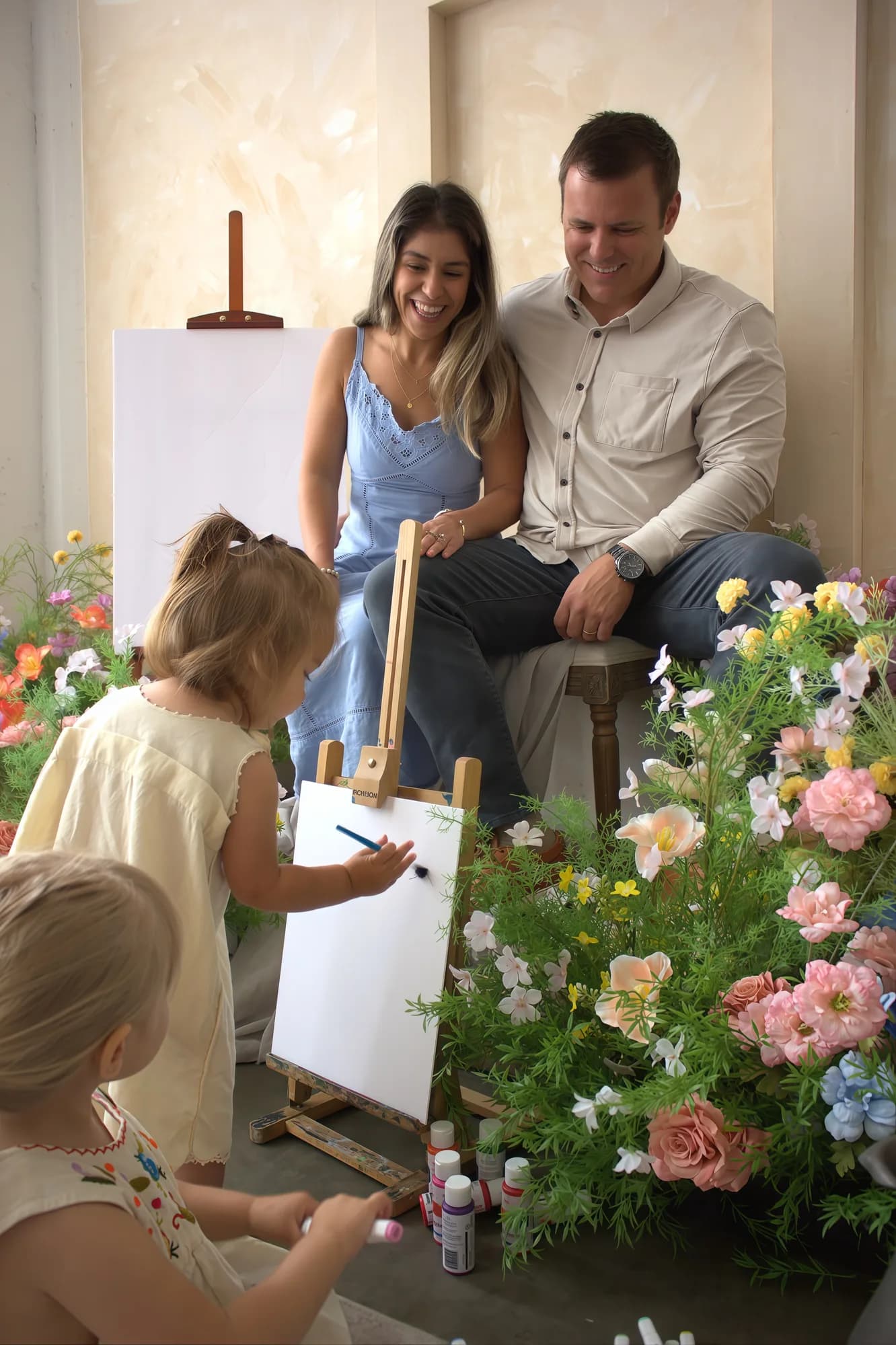Sally and her family painting together
